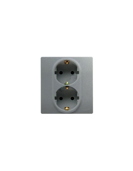Розетка 2X2К+З АЛЮ ETIKA, арт. 672423 Legrand
