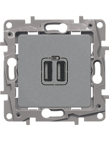 Розетка заряд 2хUSB АЛЮ ETIKA, арт. 672494 Legrand