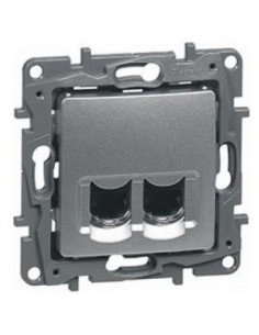 Розетка RJ11+RJ45 5e UTP АЛЮ ETIKA, арт. 672452 Legrand