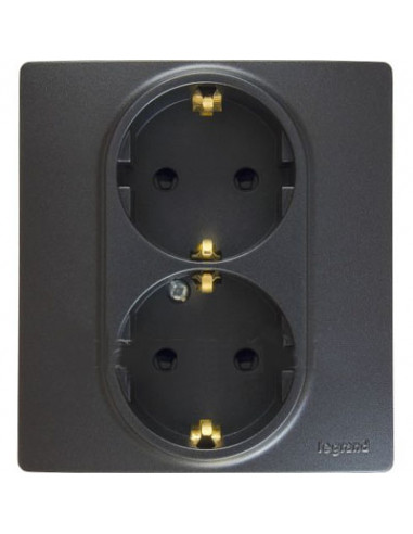 Розетка 2X2К+З АНТРАЦИТ ETIKA, арт. 672623 Legrand