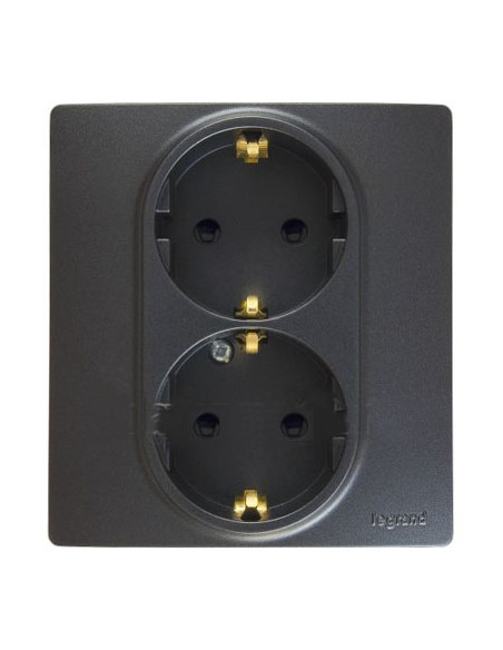 Розетка 2X2К+З АНТРАЦИТ ETIKA, арт. 672623 Legrand