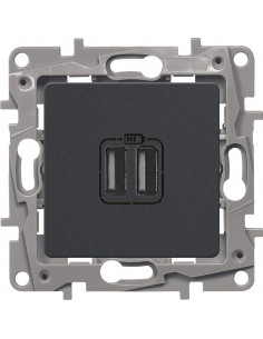 Розетка зарядная 2хUSB АНТРАЦИТ ETIKA, арт. 672694 Legrand