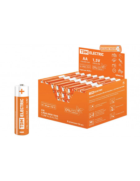 Элемент питания LR6 AA Alkaline 1,5V PAK-96 TDM