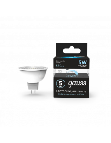 Лампа Gauss MR16 5W 530lm 4100K GU5.3...