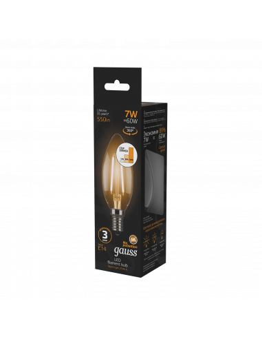 Лампа Gauss Filament Свеча 7W 550lm 2700К Е14...