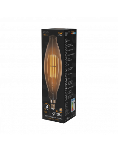 Лампа Gauss Filament BT120 6W 780lm 2400К Е27...