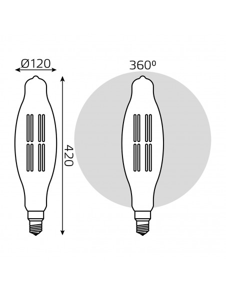 Лампа Gauss Filament BT120 6W 780lm 2400К Е27 golden straight LED 1/10