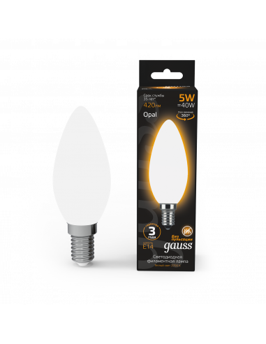 Лампа Gauss Filament Свеча 5W 420lm 2700К Е14...