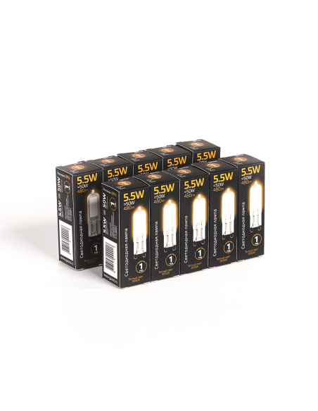 Лампа Gauss G9 AC220-240V 5.5W 480lm 3000K стекло LED 1/10/200