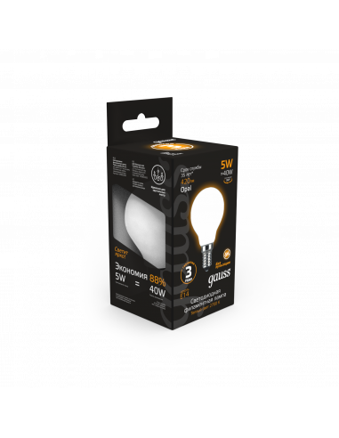 Лампа Gauss Filament Шар 5W 420lm 2700К Е14...