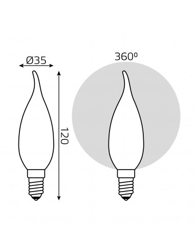 Лампа Gauss Filament Свеча на ветру 5W 450lm...