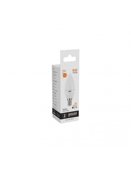 Лампа Gauss Elementary Свеча 6W 420lm 3000K Е14 LED 1/10/100