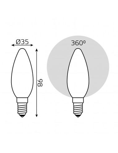 Лампа Gauss Filament Свеча 5W 450lm 4100К Е14...