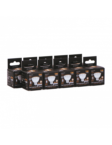 Лампа Gauss MR16 12V 5W 500lm 3000K GU5.3 LED 1/10/100