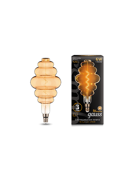 Лампа Gauss Filament Honeycomb 6W 420lm 2400К Е27 golden flexible LED 1/6