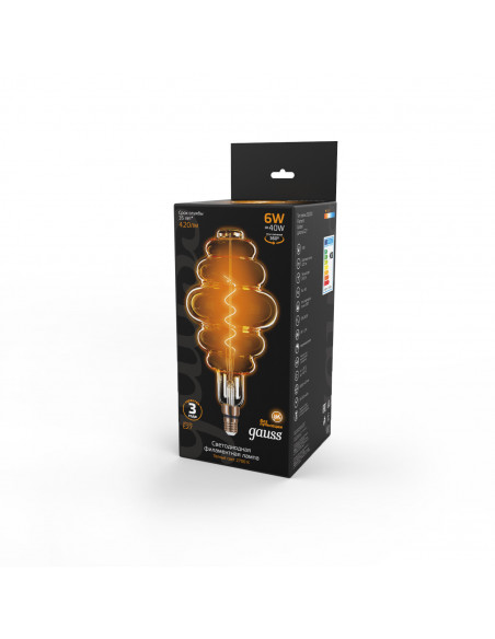 Лампа Gauss Filament Honeycomb 6W 420lm 2400К Е27 golden flexible LED 1/6