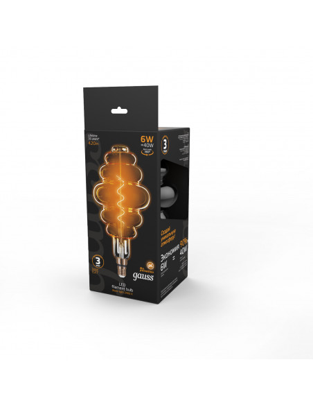 Лампа Gauss Filament Honeycomb 6W 420lm 2400К Е27 golden flexible LED 1/6