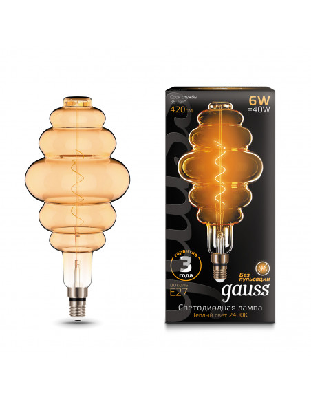 Лампа Gauss Filament Honeycomb 6W 420lm 2400К Е27 golden flexible LED 1/6