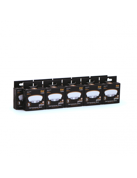 Лампа Gauss GX53 8W 680lm 3000K LED 1/10/100