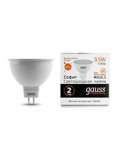 Лампа Gauss Elementary MR16 3.5W 290lm 3000K GU5.3 LED...