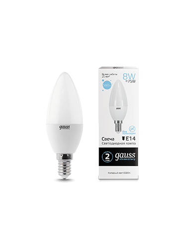 Лампа Gauss Elementary Свеча 8W 560lm 6500K Е14...