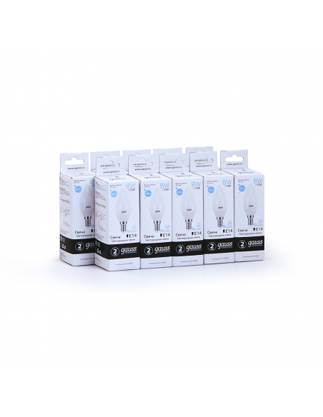 Лампа Gauss Elementary Свеча 8W 560lm 6500K Е14 LED 1/10/100
