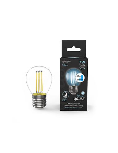 Лампа Gauss Filament Шар 7W 580lm 4100К Е27...