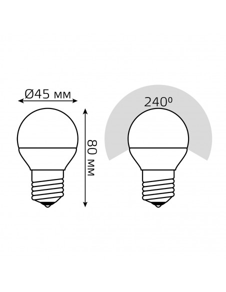 Лампа Gauss Шар 7W 560lm 3000К Е27 диммируемая LED 1/10/100