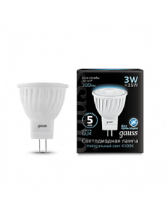 Лампа Gauss MR11 3W 300lm 4100K GU4 LED 1/10/100