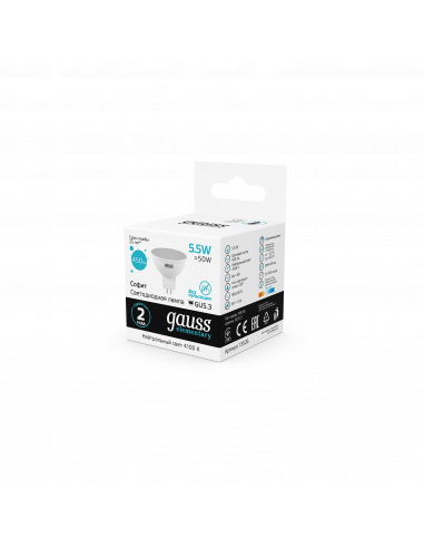 Лампа Gauss Elementary MR16 5.5W 450lm 4100К...