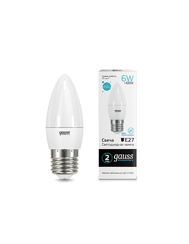 Лампа Gauss Elementary Свеча 6W 450lm 4100K Е27...