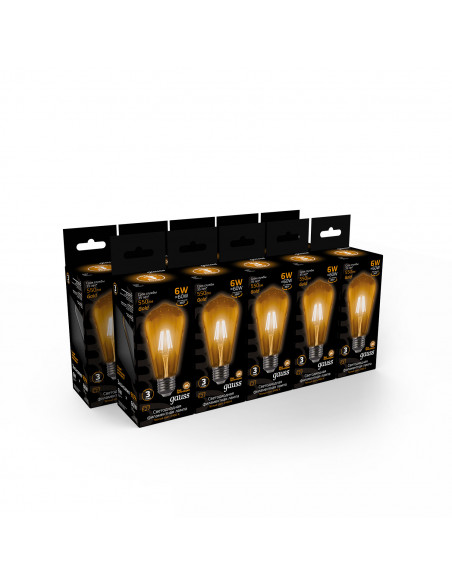 Лампа Gauss Filament ST64 6W 550lm 2400К E27 golden LED 1/10/40