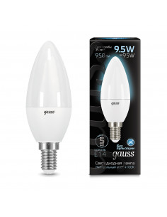Лампа Gauss Свеча 9.5W 950lm 4100К E14 LED 1/10/100 2