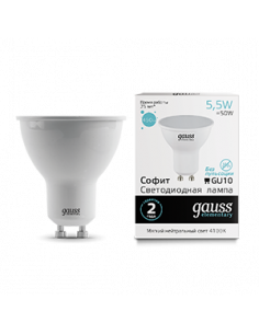 Лампа Gauss Elementary MR16 5.5W 450lm 4100К GU10 LED... 2