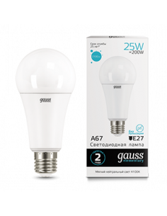 Лампа Gauss Elementary A67 25W 2100lm 4100K E27 LED 1/10/50