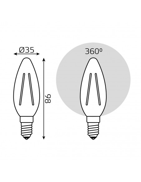 Лампа Gauss Filament Свеча 7W 580lm 4100К Е14 шаг. диммирование LED 1/10/50