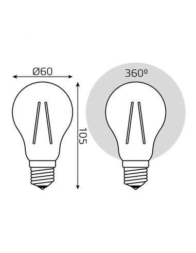 Лампа Gauss Filament А60 6W 600lm 2700К Е27 LED...