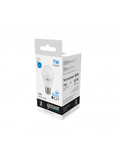 Лампа Gauss Elementary A60 7W 560lm 6500K E27 LED 1/10/100 2