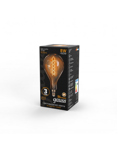 Лампа Gauss Filament А160 8W 620lm 2400К Е27...