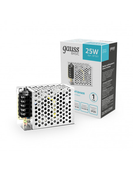 Блок питания Gauss Basic 12V 25W IP20 1/140