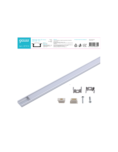 Профиль для ленты LED Gauss врезной гл 7mm - 2m...