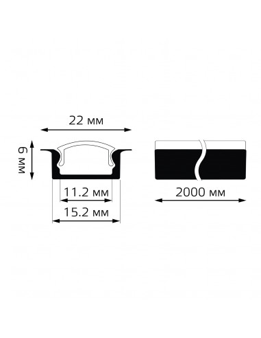 Профиль для ленты LED Gauss врезной гл 7mm - 2m...