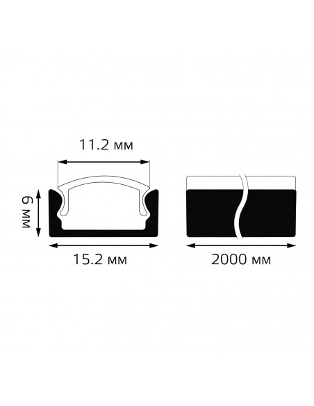 Профиль для ленты LED Gauss прямой - 2m 1/60