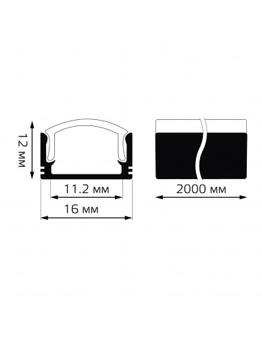 Профиль для ленты LED Gauss врезной гл 12mm -...