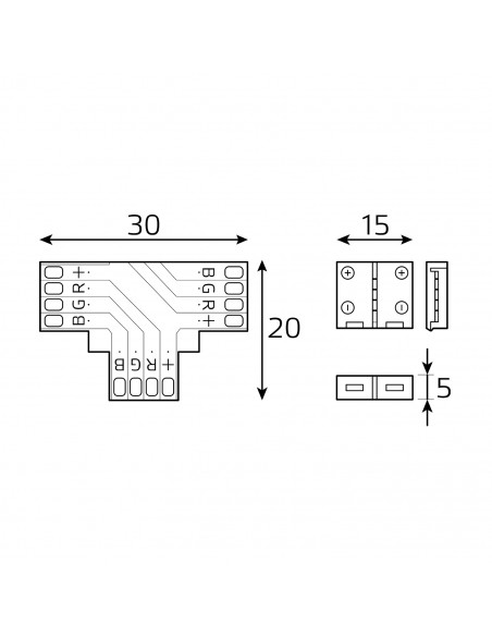 Набор коннекторов Gauss Basic для LED-ленты Т-образный RGB3014/5050/5060/5630 12V 10mm IP20 1/950