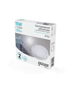 Светильник ЖКХ Gauss HALL круг 15W 1100lm 4000K 200-240V... 2
