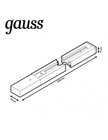Шинопровод Gauss накладной 1м черный (с адаптером питания и заглушкой) 1/20