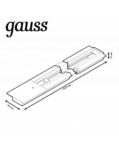 Шинопровод Gauss встраиваемый 1м белый (с...