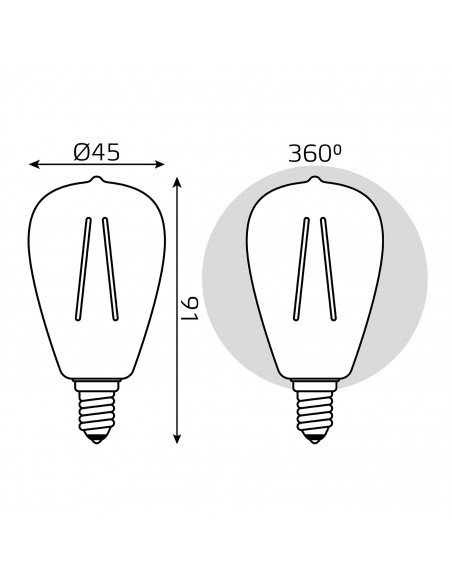 Лампа Gauss Basic Filament ST45 4,5W 470lm 2700К Е14 LED 1/10/50