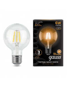 Лампа Gauss Filament G95 6W 630lm 2700К Е27 LED 1/20